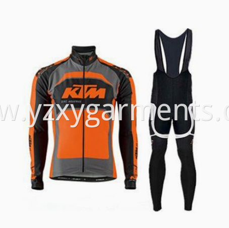 A set of orange warm cycling clothing